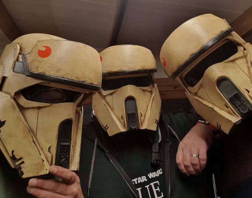 Stoo, Paul, and Ian in Shoretrooper helmets